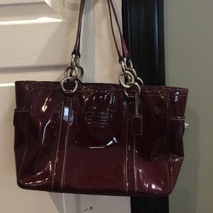 Coach plum leather patent handbag